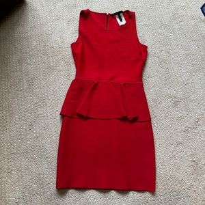 BCBG Peplum Red Dress Size Small